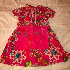 Oilily Pink Floral Apron Dress Size 104